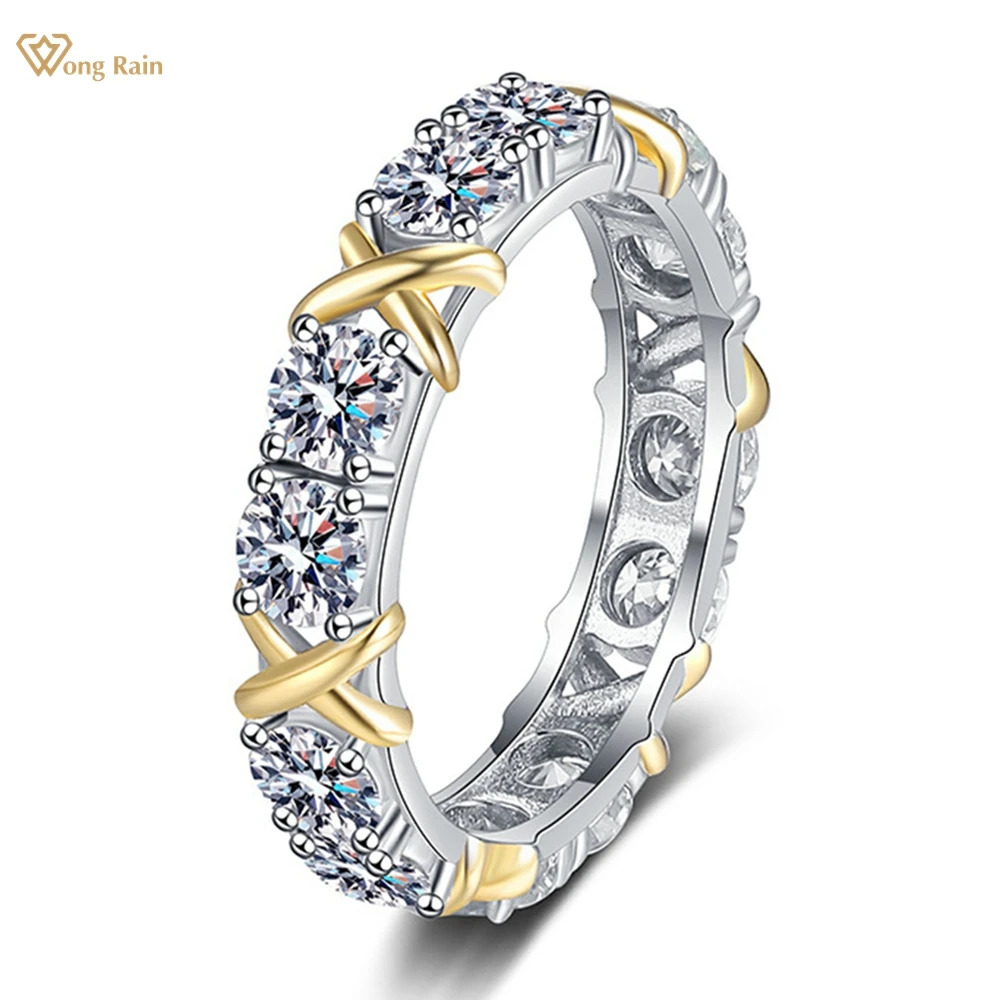 

Wong Rain 925 Sterling Silver 4MM Real Moissanite VVS 3EX Diamonds Gemstone GRA Engagement Sparkling Ring For Women Jewelry Band