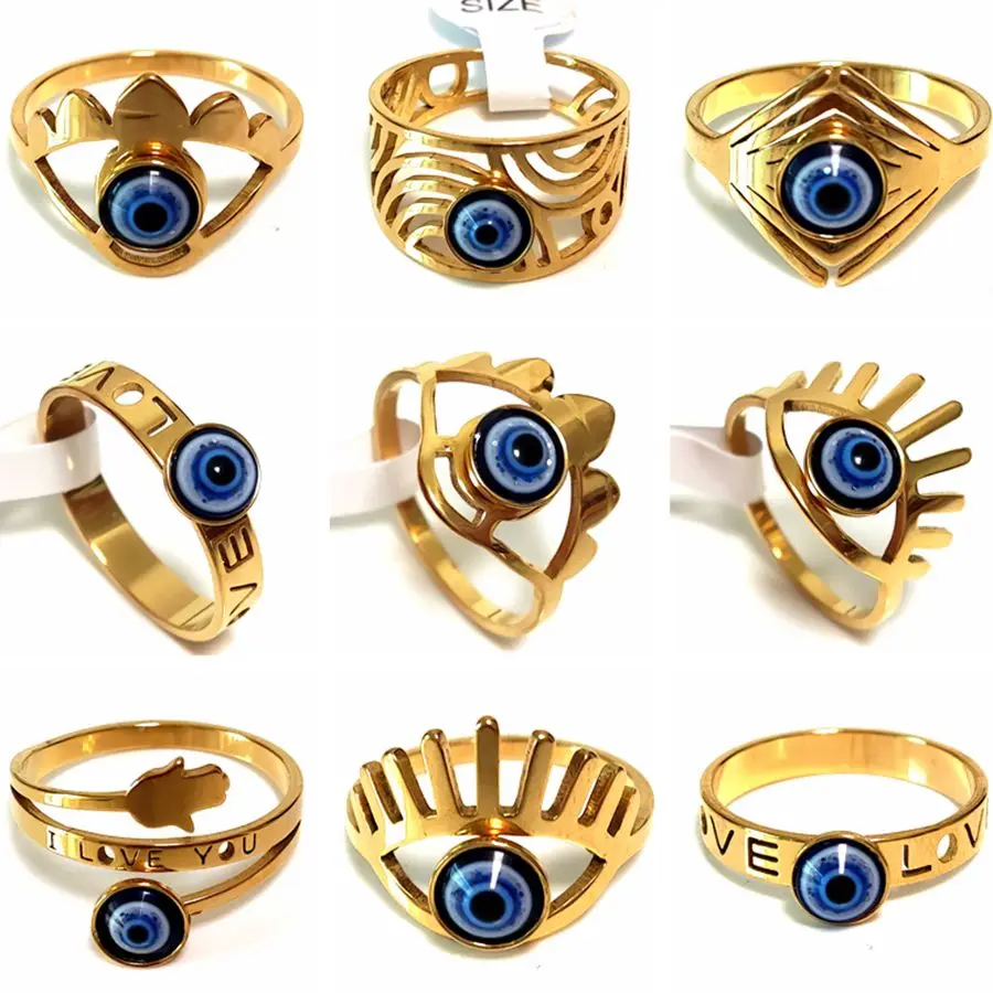 20Pcs New Trendy Stainless steel Jewelry Eye Evil Eye Rings Women Man Ring Wholesale 2
