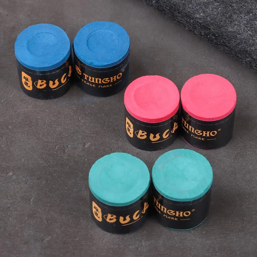 2Pcs/Set Pool Cue Tip Cue Chalk No-slip Calcium Carbonate Billiard Chalks Indoor Sport Blue Green Red Snooker Accessory