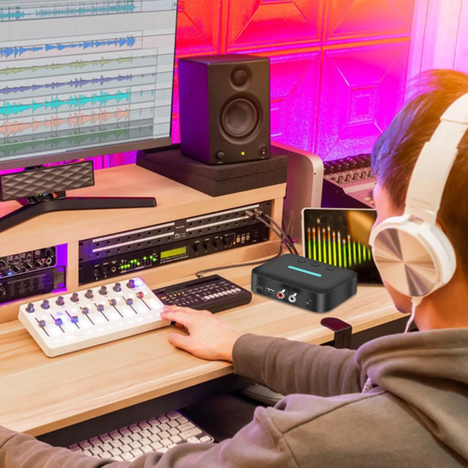 Car Wireless Adapter Noise Reduction Receiver Plug-and-Play Audio Receiver Car For Music Truck Dash SUV Stereo Upgrade Driving