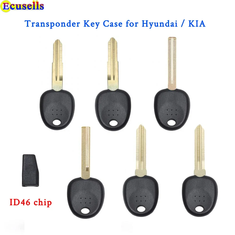 Ecusells Blank Transponder Key Case Shell for Hyundai Elantra Accent Coupe Verna Tucson for KIA RIO Sportage or With ID46 Chip
