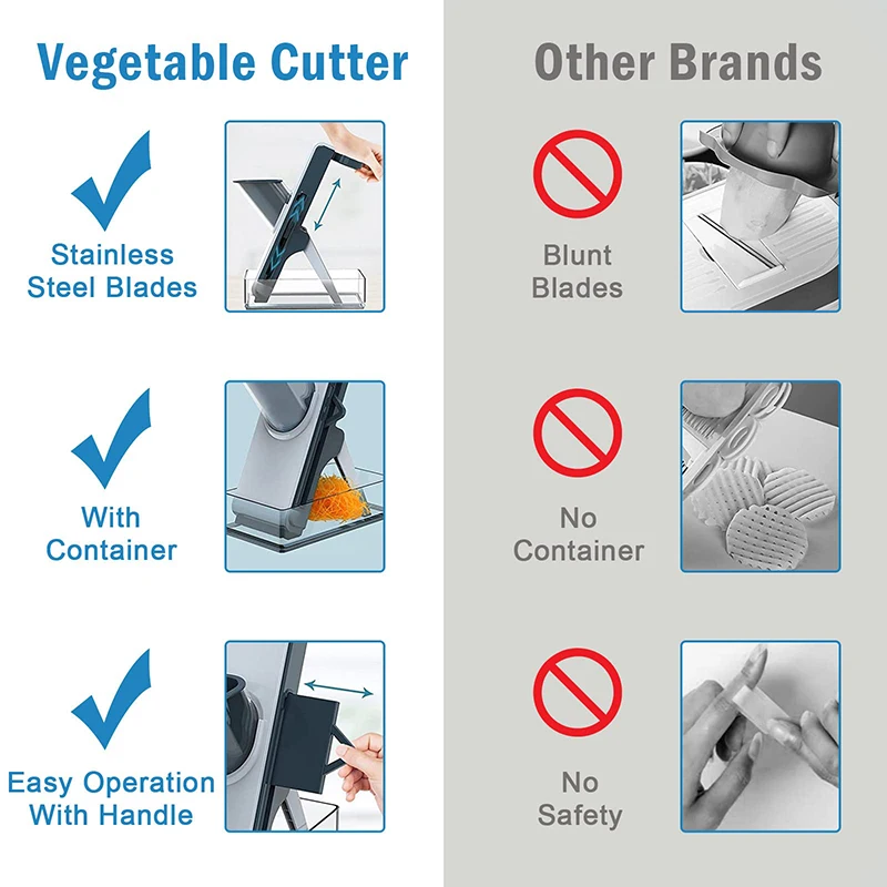 Buy Safe Slice Mandoline Slicer for Kitchen, Vegetable Slicer Cutter and  Chopper, Food Slice and Julienne for Vegetables Potato Fruit with  Container, Veggie Cutter with 3 Adjustable Blade Online Dubai, UAE