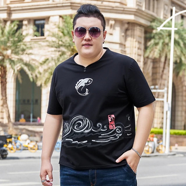 2022 Summer Newest Men Fat Guy T-shirt Plus Print V-neck Man T Shirts Streetwear Cotton Tees Top Pullover - T-shirts - AliExpress