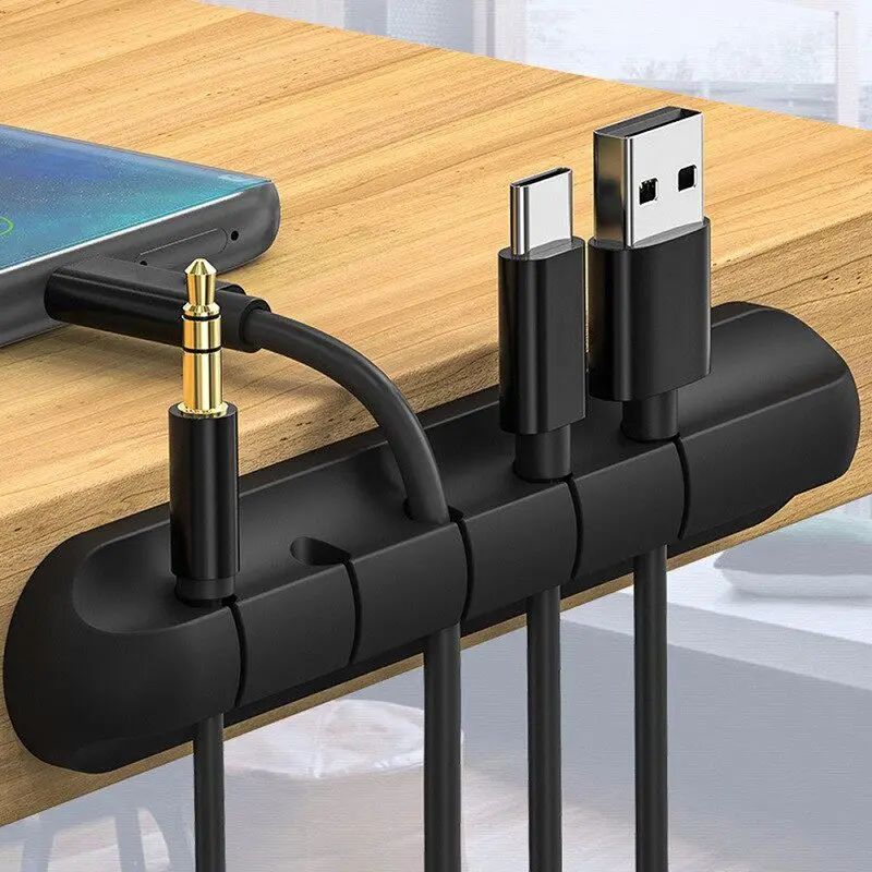 Cable Organizer Silicone Cable Clip Mobile Phone Data Cable Management Winder Desktop Organizer for Home Office