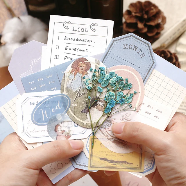 30Db Retro Memóriaterem Dekoratív Papírmatricák Scrapbooking Címke Napló Levélpapír Album Vintage Plant Journal Planner - Image 6
