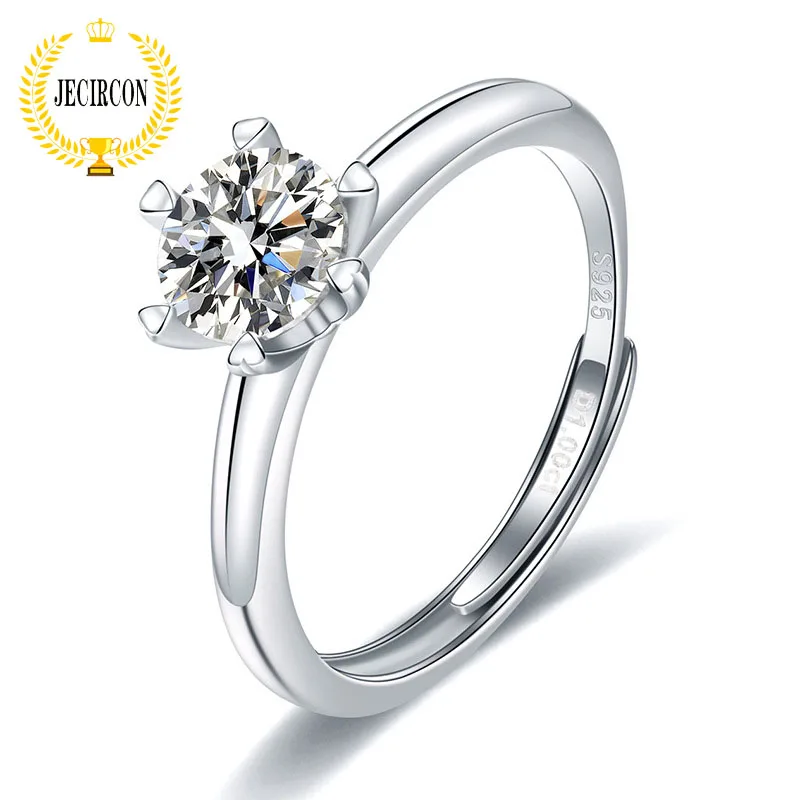 Jecircon Anello Moissanite Da 1 Carato Con Certificato Per Donna Semplice Fede Nuziale Di Fidanzamento Con Diamante A 6 Punte In Argento Sterling 925