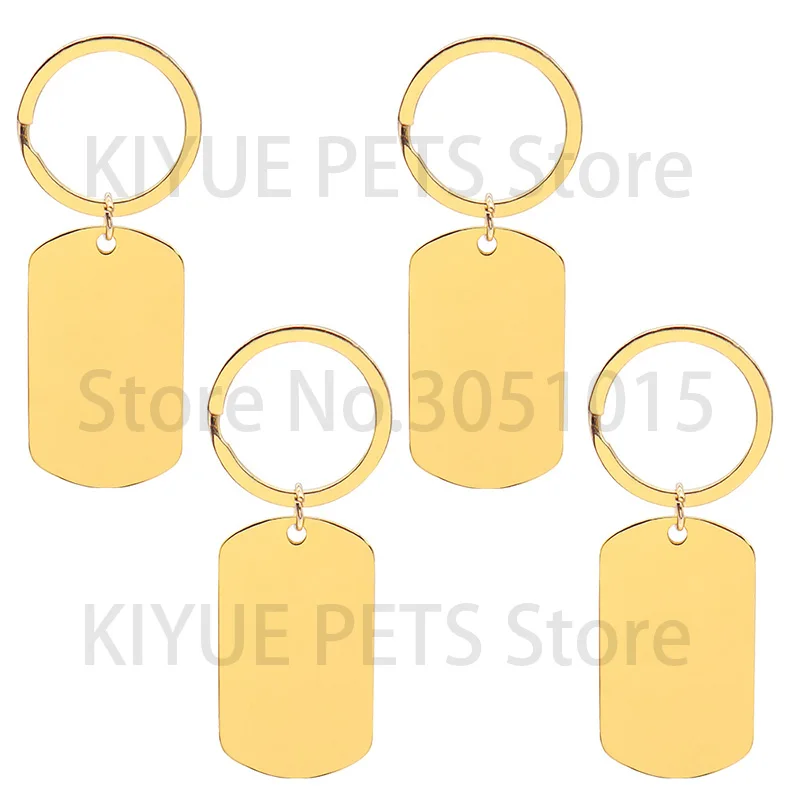 Карточки с идентификационными картами для собак, прямоугольные Штампованные подвески из нержавеющей стали, кольцо для ключей «сделай сам», 50 комплектов