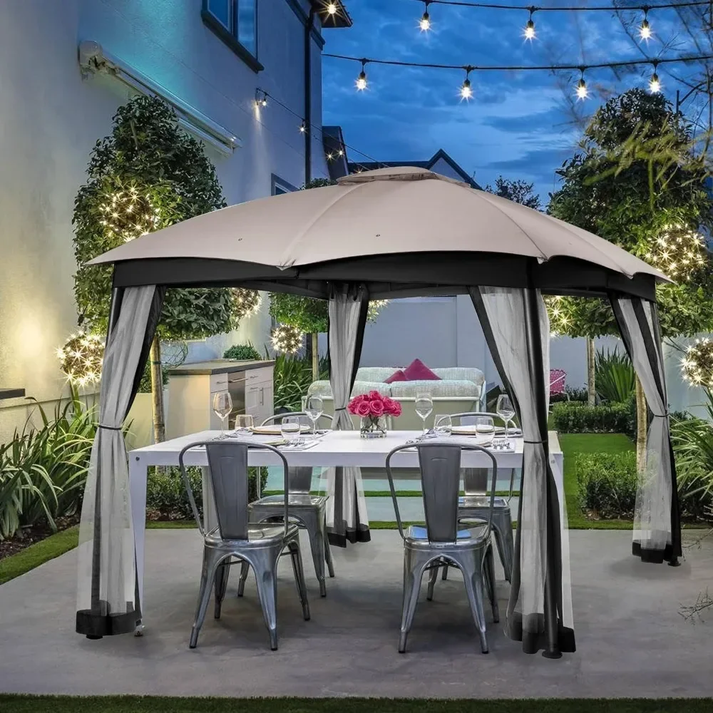 

Heavy Duty Steel Patio Gazebo,Tents for Camping,Waterproof and Portable Gazebo for Deck,Backyard,Lawn and Garden,Outdoor Shelter