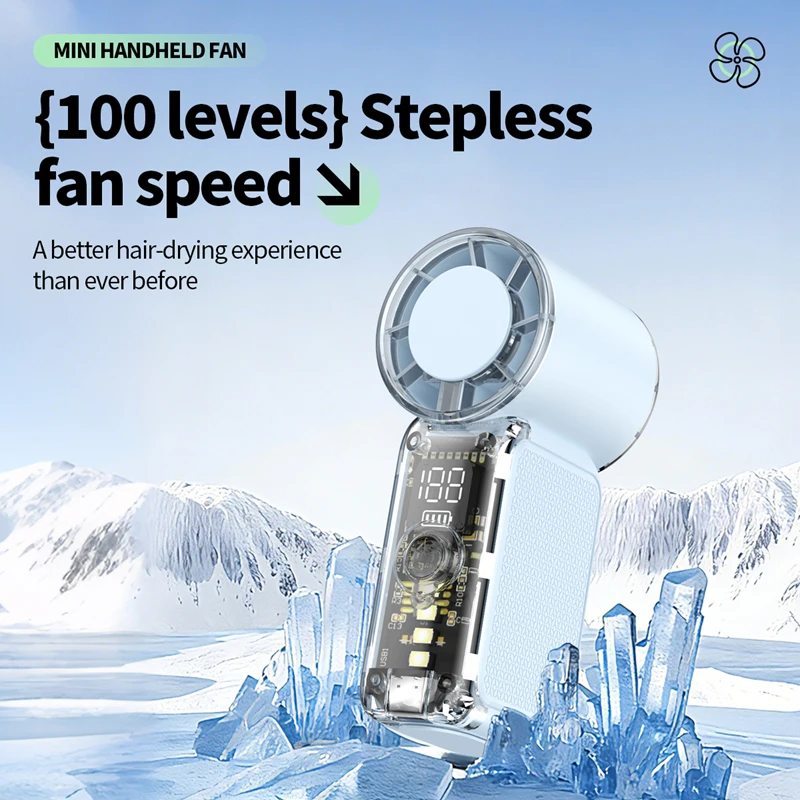 Compact USB Rechargeable Mini Handheld Fan with Digital Display