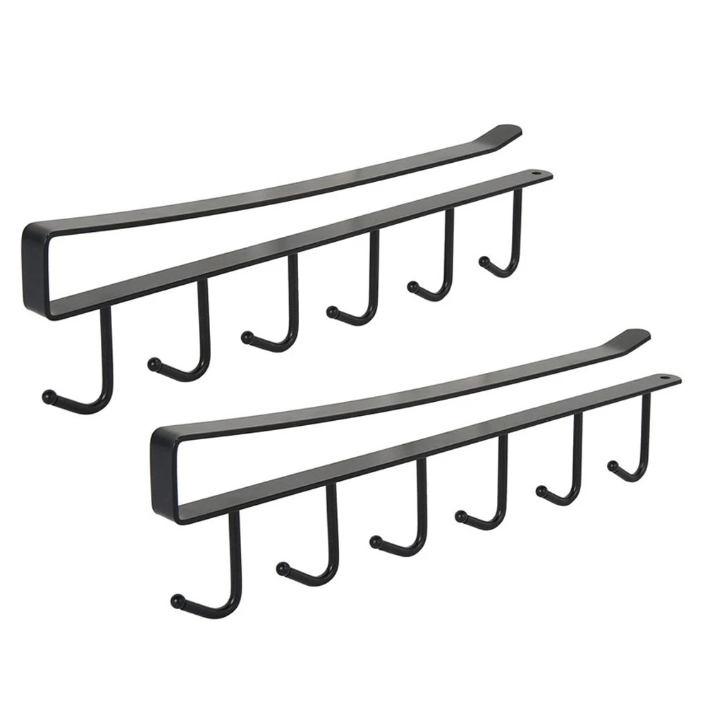 6 Hooks Under Shelf Cup Holder,Wine Glass Holder,Mug Cup Holder Hanger,Mutifunctional Kitchen Utensil Without Drilling Rack