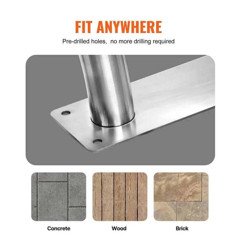 Corrimano per piscina, 990 x 100 x 812 mm, ingresso piscina, acciaio inossidabile con piastra di base per piscine interne/esterne, supporto per l'accesso alle piscine, maniglia antiruggine con coprimaniglia e accessori per spa - immagine 6