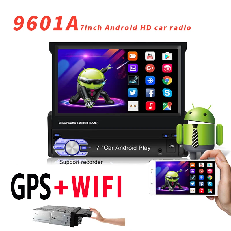 Retractable 1 Din Radio Car Stereo Audio 7 inch MP5 MP4 Player Aux/USB/TF/FM/touch screen/bluetooth 3 languages menu Mirror Link pioneer radio Car Radios