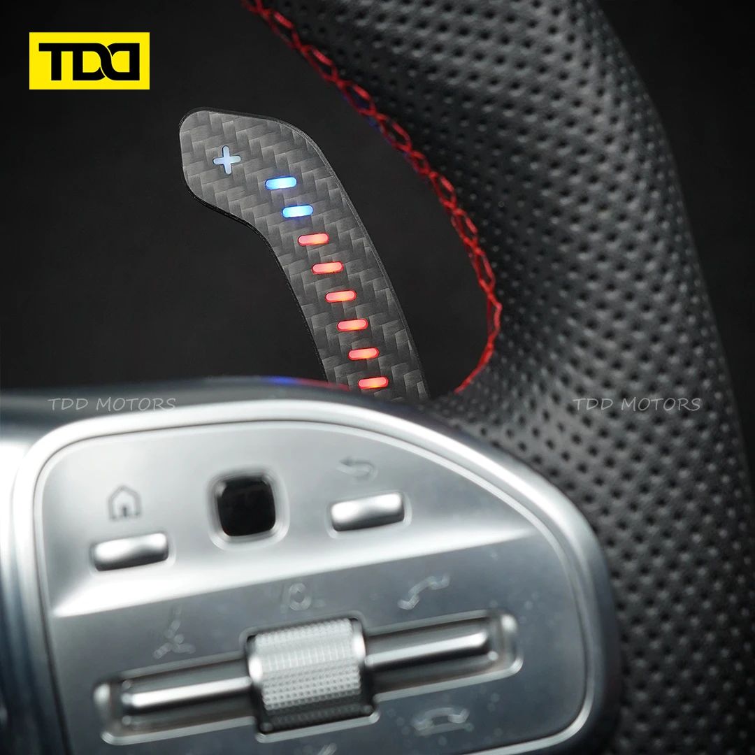 TDD 모터 리얼 탄소 섬유 RPM LED 마그네틱 패들 시프터, 메르세데스 벤츠 AMG C300 G63 CLA GT S 2010 + GLE S63 C43 G550 G63 용