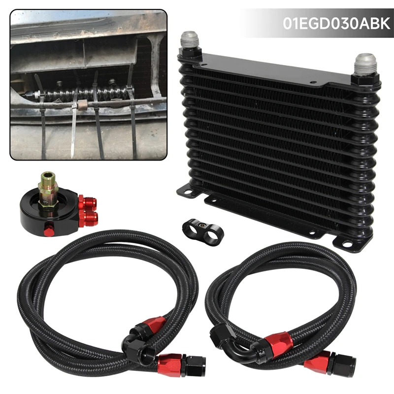 

10 Row / 13 Row / 15 Row Uinversal 32mm AN10 Aluminum Engine 226MM Oil Cooler Kit + Oil Filter Adapter For Nissan patrol