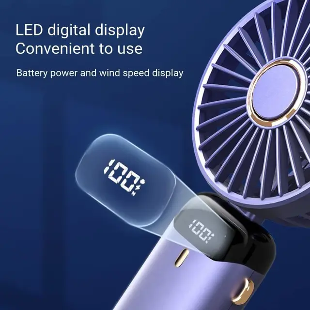 Portable Mini Fan Portable Fan Touch Control 5-Speed Foldable USB Table Fan LED Display For Home Office Outdoor 3