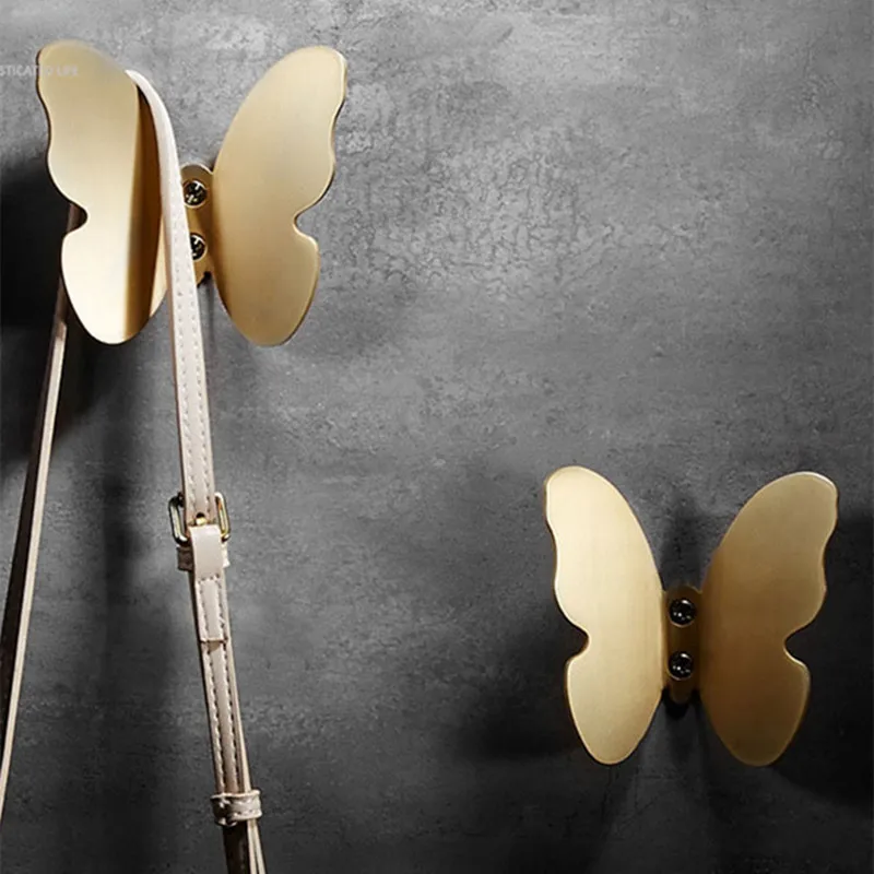 Solid Brass Butterfly Bathroom Hooks for towels Wall Mounted Racks