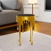 Aluminum Metal Abstract Melting Drip Accent Table with Melting Design and Shaded Glass Top, 16' X 16' X 25', Gold 5