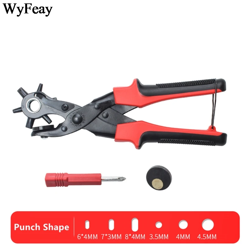 Revolving Leather Punch Plier Punch Hole Tool Puncher Belt Saddle Watch Bands Strap Shoe Fabric Paper working Leathercraft