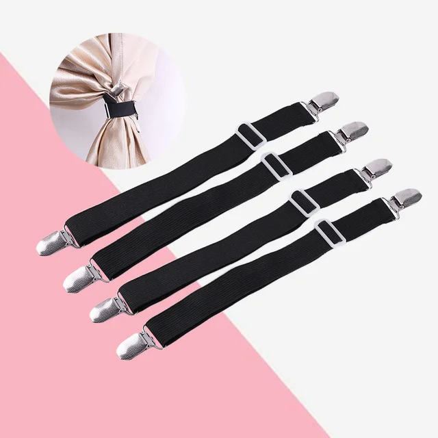 Keep Your Bed Sheets in Place with 4pcs Bed Sheet Adjustable Fasteners Suspenders Gripper Elastic Straps Clips