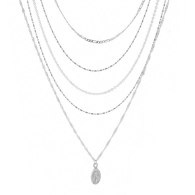 2022 New Fashion Vintage Chain Virgin Mary Multilayer Pendant Long Chain Necklace For Women Necklace Set Christian Gift