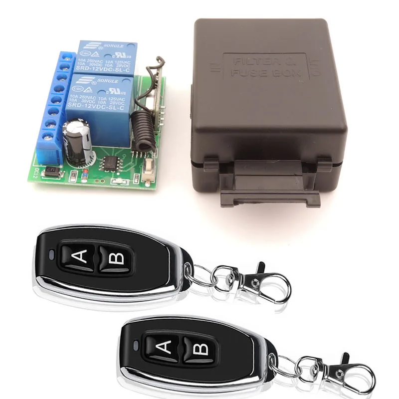 thumbnail image 2 of UHPPOTE 433MHz Wireless Remote Control Relay Switch - 2 Channel AC/DC 12-24V Learning Encoding 2 of 13
