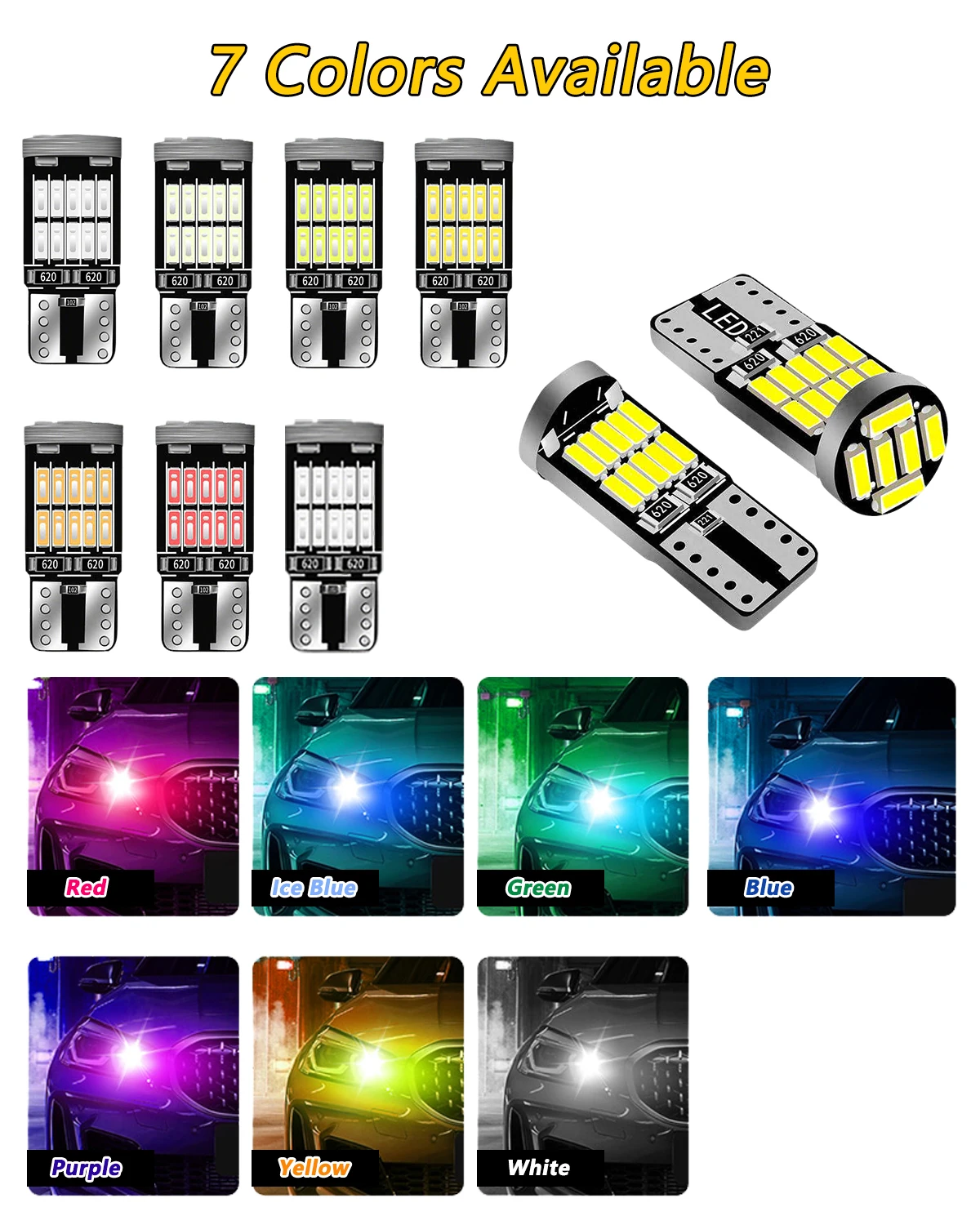 LED Car Bulbs 10-40PCS T10 W5W CANBUS No Error 12V 4014-26SMD 400LM 6500K
