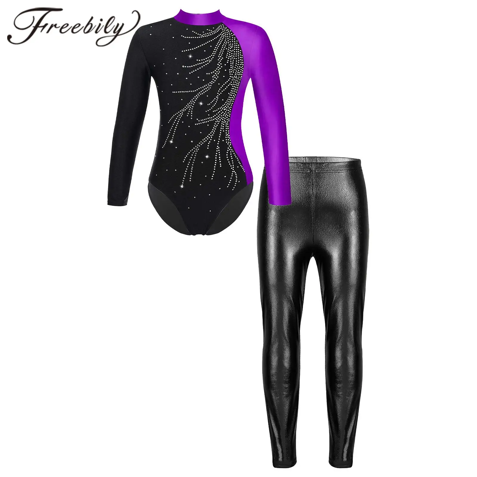 

Gymnastics Jumpsuit for Girl Kids Long Sleeve Printed Skating Bodysuit + Shorts Children Ballet Dance Outfit Dancewear Yoga Set