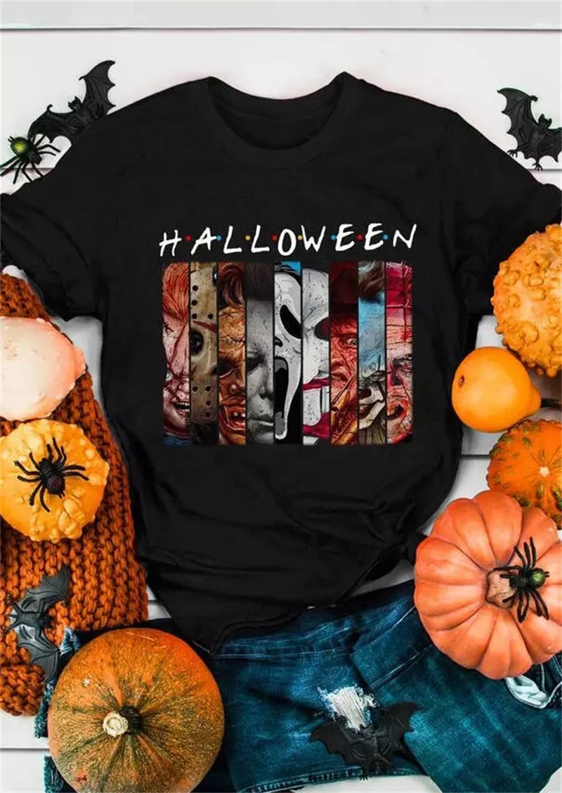 

Horror Movie Graphic T-Shirt Tee Black Y2k Style Aesthetic Women Letter Gothic Crop Top Streetwear Vintage Short Sleeve T-Shirt