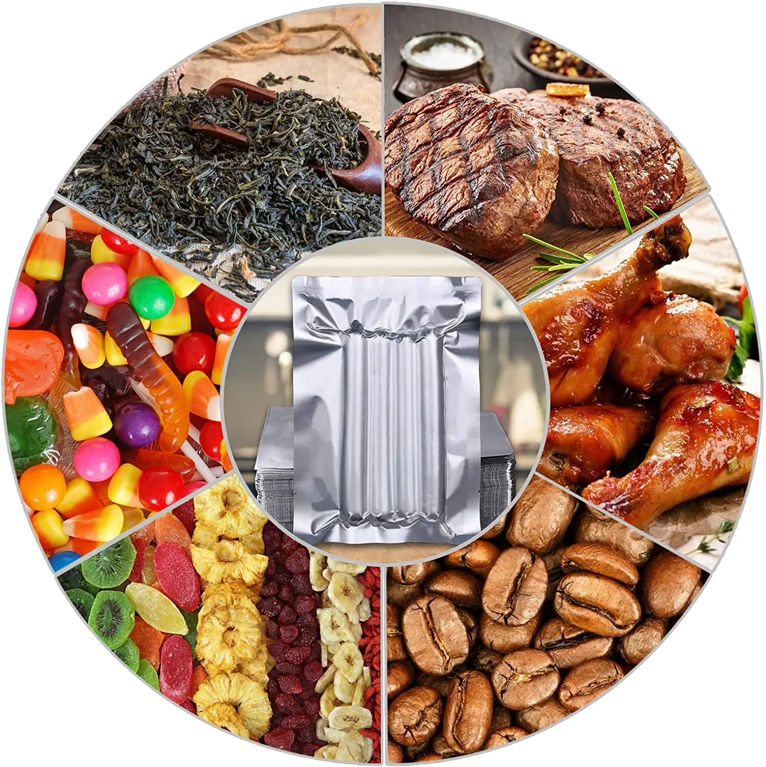 WACCOMT Pack Lot De 200 Sachets Plats En Mylar - Scellables Sous Vide