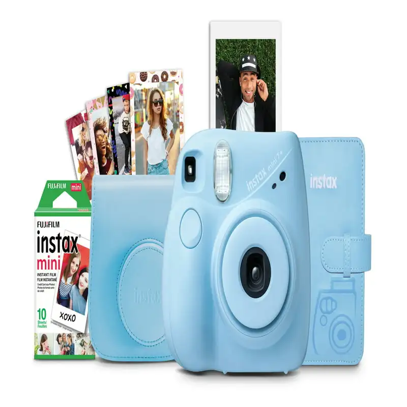 

INSTAX Mini 7+ Bundle (10-Pack film, Album, Camera Case, Stickers), Light Blue Kpop lomo cards Id card holder Pvc and acid free