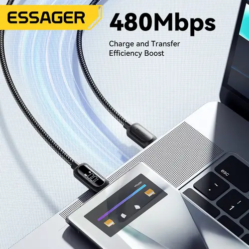 Essager USB Type C To USB C Cable 100W 5A PD Fast Charging Wire Cord For Macbook Xiaomi Samsung Type-C Digital Display Cable 3Ｍ - Image 5