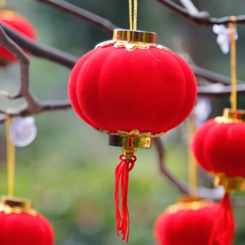 30 Stück Mini-Samt-rote Laternen zum Selbermachen, glückliche Hängedekoration für Hochzeiten, 2023, chinesisches Neujahr, Frühlingsfest, Heimthema, Party-Dekoration – Detail 5