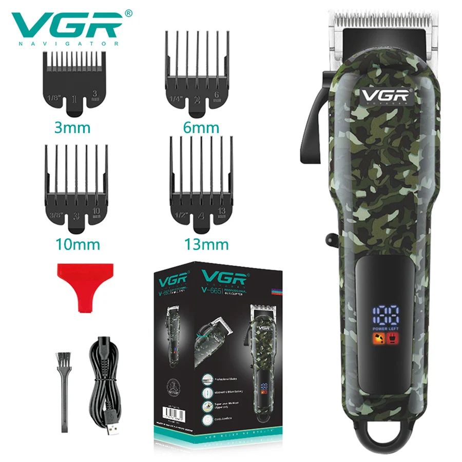 

V-665 Hair Clipper Professional Hair Trimmer Adjustable Hair Cutting Machine Electric Barber Digital Display Clipper for Men