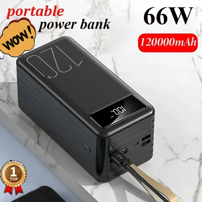 66Wportablepowerbank120000mAhlargecapacitysuperfastcharging