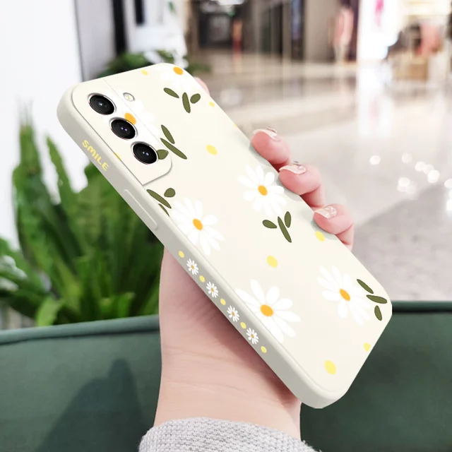 Chrysanthemum Phone Case For Samsung Galaxy S22 S21 S20 Ultra Plus FE S10 S9 S10e Note 20 ultra 10 9 Plus Cover White