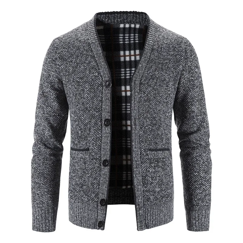 Casual Men's Knitwear Cardigan Autumn Winter Sweater Men Fashion V-neck Button Cardigan Solid Color Loose Fluff Catch Warm Coat knitted cardigan sweater women autumn winter long sleeve loose coat casual single thick v neck solid female tops cardigan