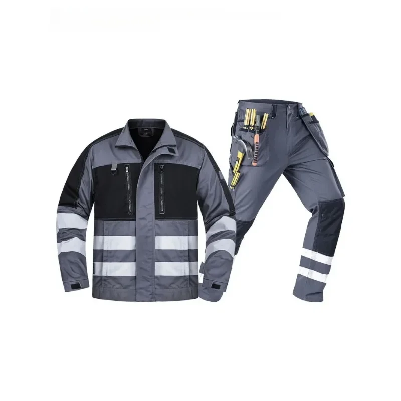 

Reflective Strip Work Suit Wear-resistant Auto Repair Dirt & Ash Resistant Outdoor Safety Labor Protection Workwear Clothing