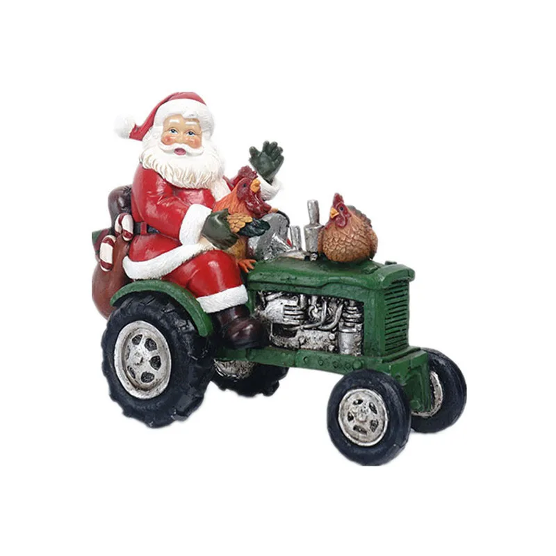 

Christmas Decoration 2023 New Year 2024 Gift Santa Claus Train Room Christmas Statues Sculptures Crafts Tractor Ornaments Resin