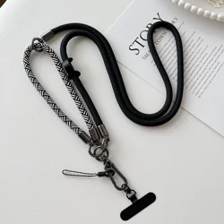 Versatile Mobile Phone Lanyard with Adjustable Strap Options - Polyester / Nylon (Piano Black)