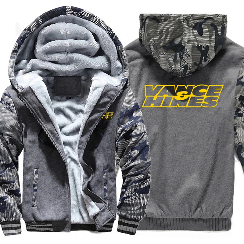 Vance and Hines Hoodies Men Coat Winter Warm Fleece Vance and Hines Sweatshirts Jacket 5