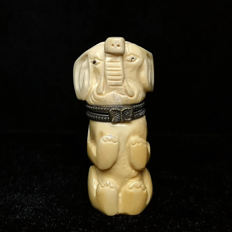 

Художественная коллекция YIZHU Culture, Древние китайские тибетские костяшки ox, ручная работа, милый слон, шкатулка для украшений, семейное украшение