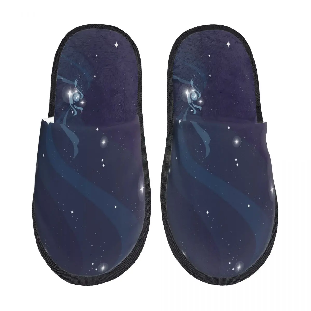 

Тапочки для спальни с абстрактной вселенной со звездами, теплые пушистые зимние Шлепанцы из искусственного плюша