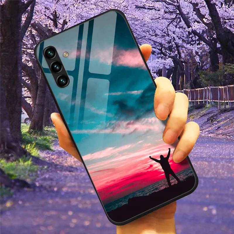 Tempered Glass Hard Cover Case for Samsung Galaxy - Space Design