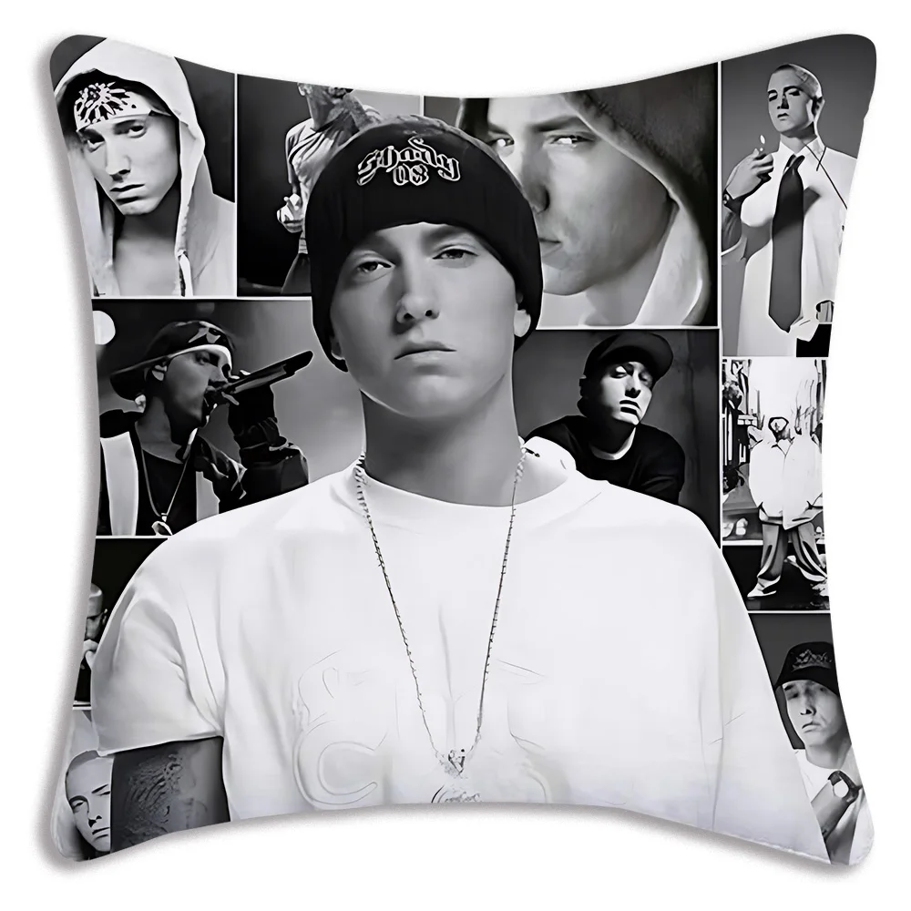 Eminem 8 Mile Hip Hop Rapper Pillow Covers Cartoon Sofa Decorative Home Double-sided Printing Short Plush Cute Cushion Cover 5