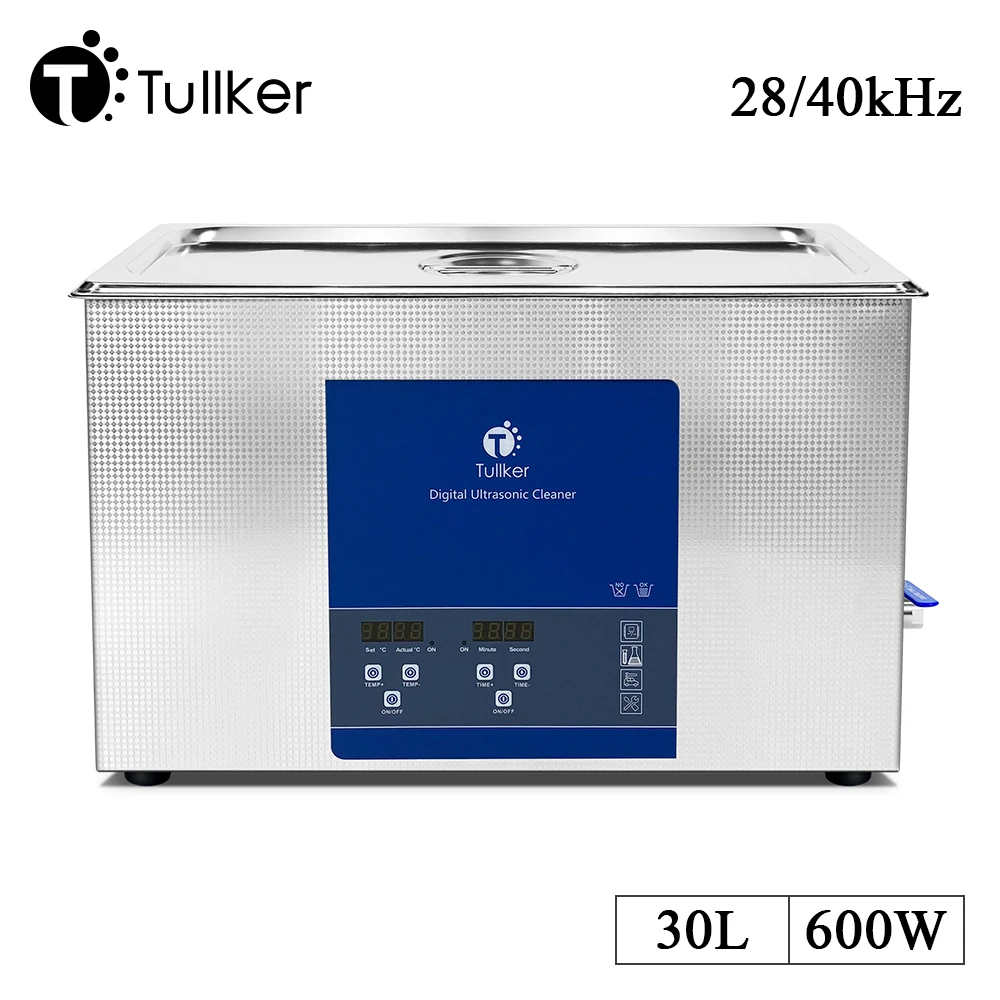 Tullker 30L Ultrasonic Cleaner Bath Injector PCB Car Parts Ultrasound Tank Engine Rust Oil Degreasing DPF Ultra Sonic Cleaning
