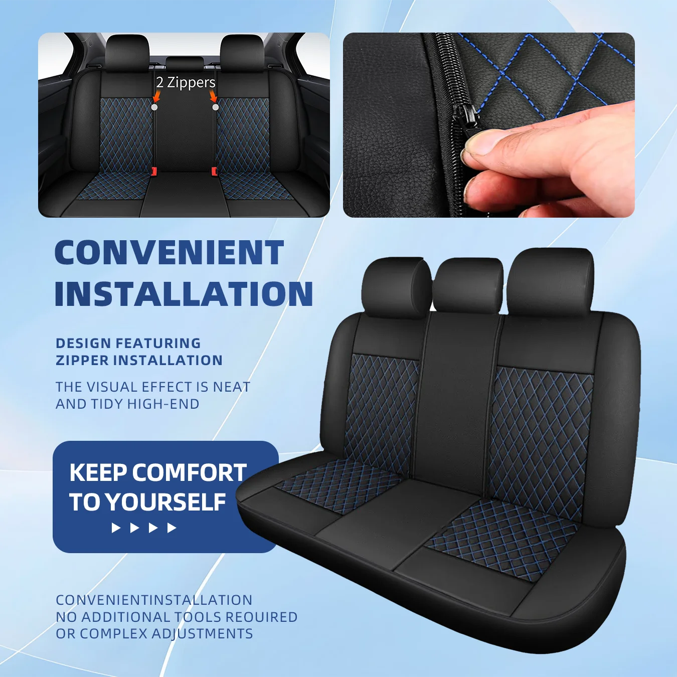Coprisedili per auto Set completo Panca posteriore divisa anteriore Panno universale SUV Berlina Van - immagine 5