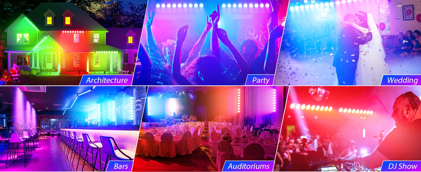 RGBW Wall Wash Lamp - 9 LEDs Stage Lighting for DJ  Party