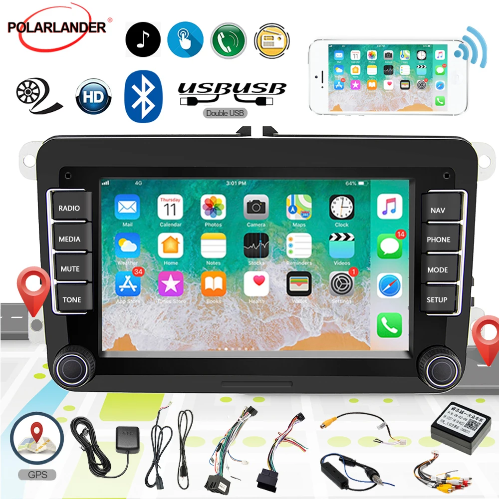 

Автомобильный мультимедийный плеер 2 Din 7 дюймов Mirror Link Android Авто WIFI Bluetooth GPS для Touran Bora Golf Polo Volkswagen Passat B6 B7
