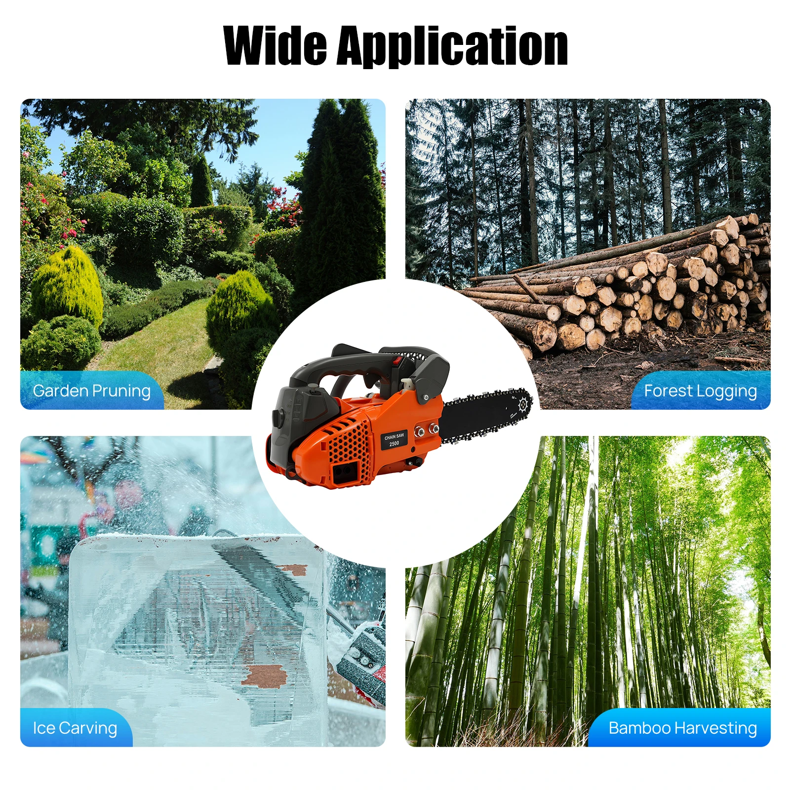 25.4cc 2 stroke Gas Chainsaw 9000RPM 1.22HP Professional Chainsaw w/11.8" Guide Bar Power Tools for Logging Pruning Wood Cutting