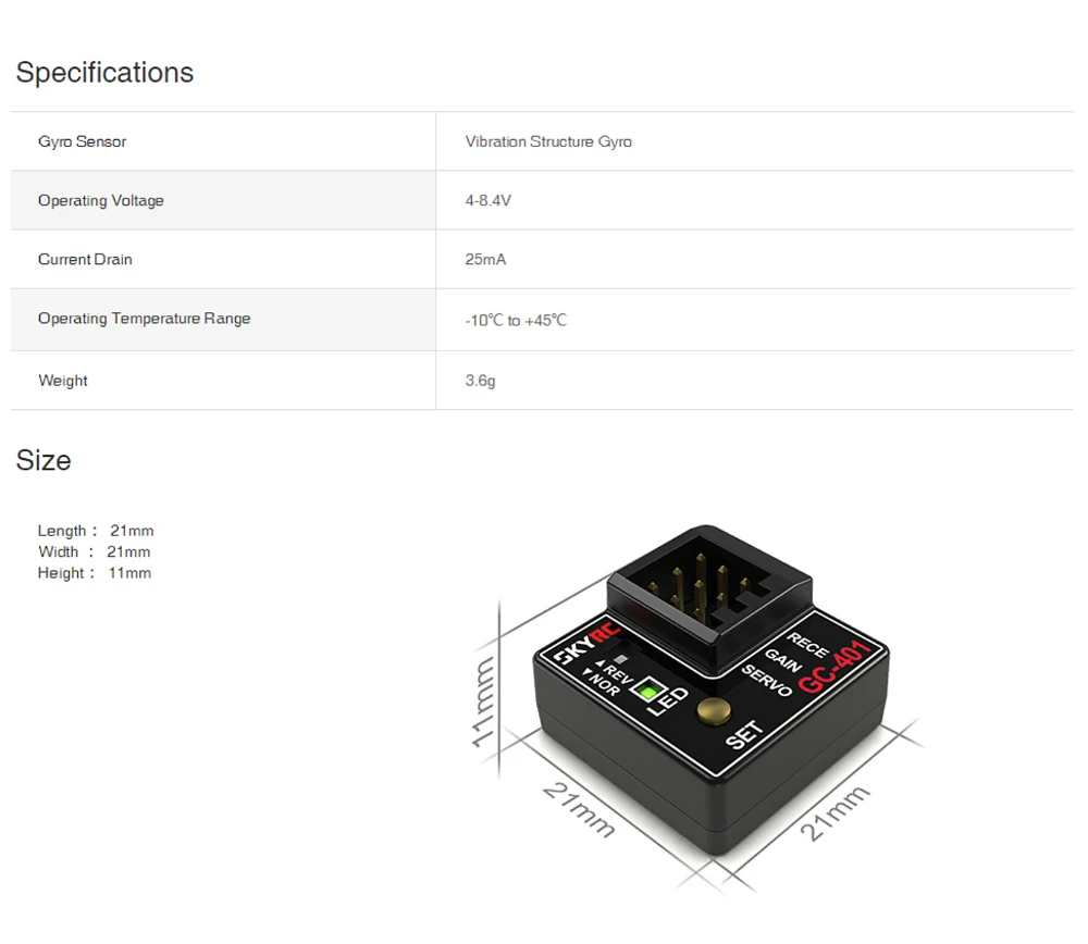 Gyroscope RC pour Voiture - Correcteur Automatique & Réglage Gain à Distance - GC 301/401